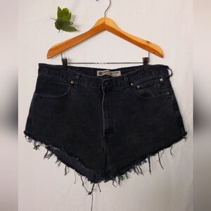 Harley Davidson Vintage 90's Women's Black Denim High Waisted Shorts 40 Waist